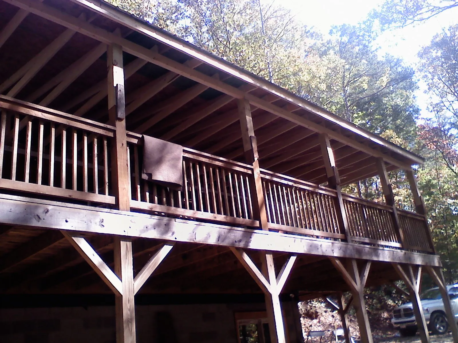 Timber framing under a new elevated porch and deck — Roof Leak Repair in Arco by Roofing Brothers